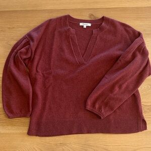 Madewell Deep Red V-Neck Sweater